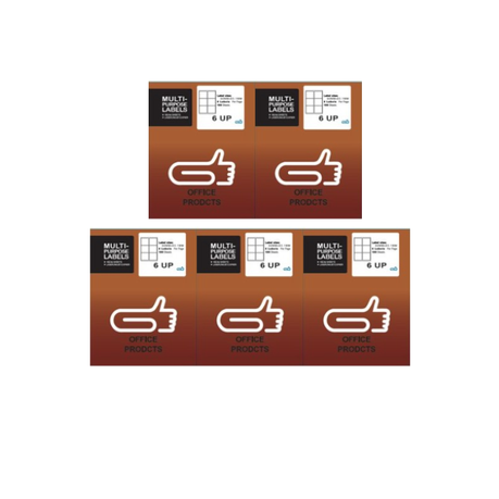 6 UP labels self adhesive A4 Size - 100 sheets -The Clip-Bundle (5Pack)