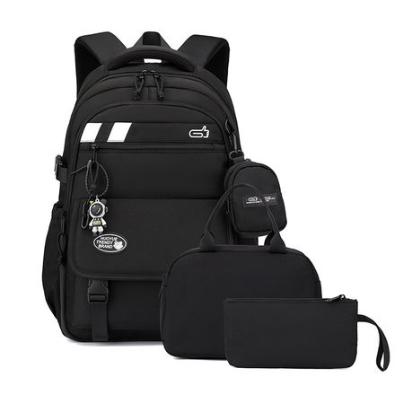 The Clip-Large Capacity Waterproof School Bag Geometric Laptop Backpack - White, Black