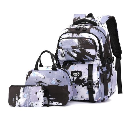 The Clip-Large Capacity Waterproof CamoPrint School Bag Laptop Backpack - PurplePink