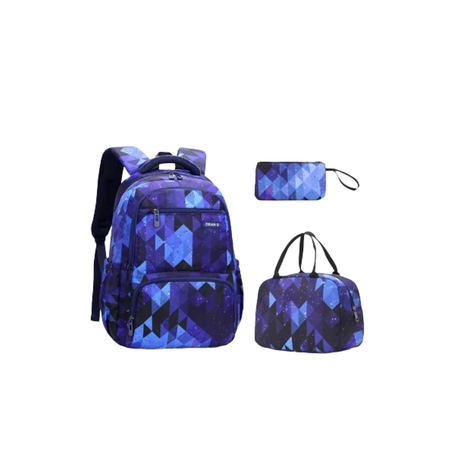The Clip-Backpack 3-Piece Set Waterproof Trolley School Bag with 6 Wheels - PurplePink