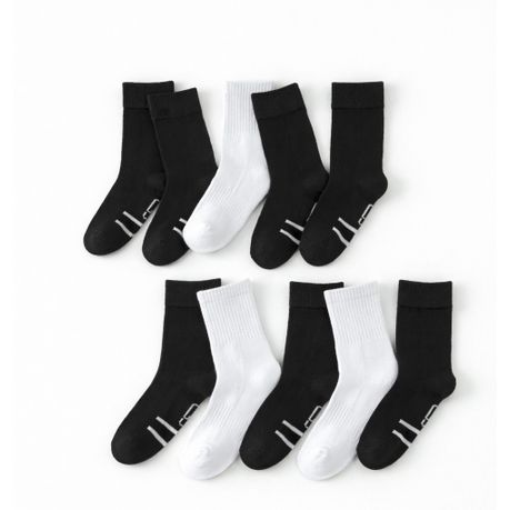 School Socks 10-Pairs Value Pack Cotton Rich Unisex for Boys & Girls - Black - 11-14 years